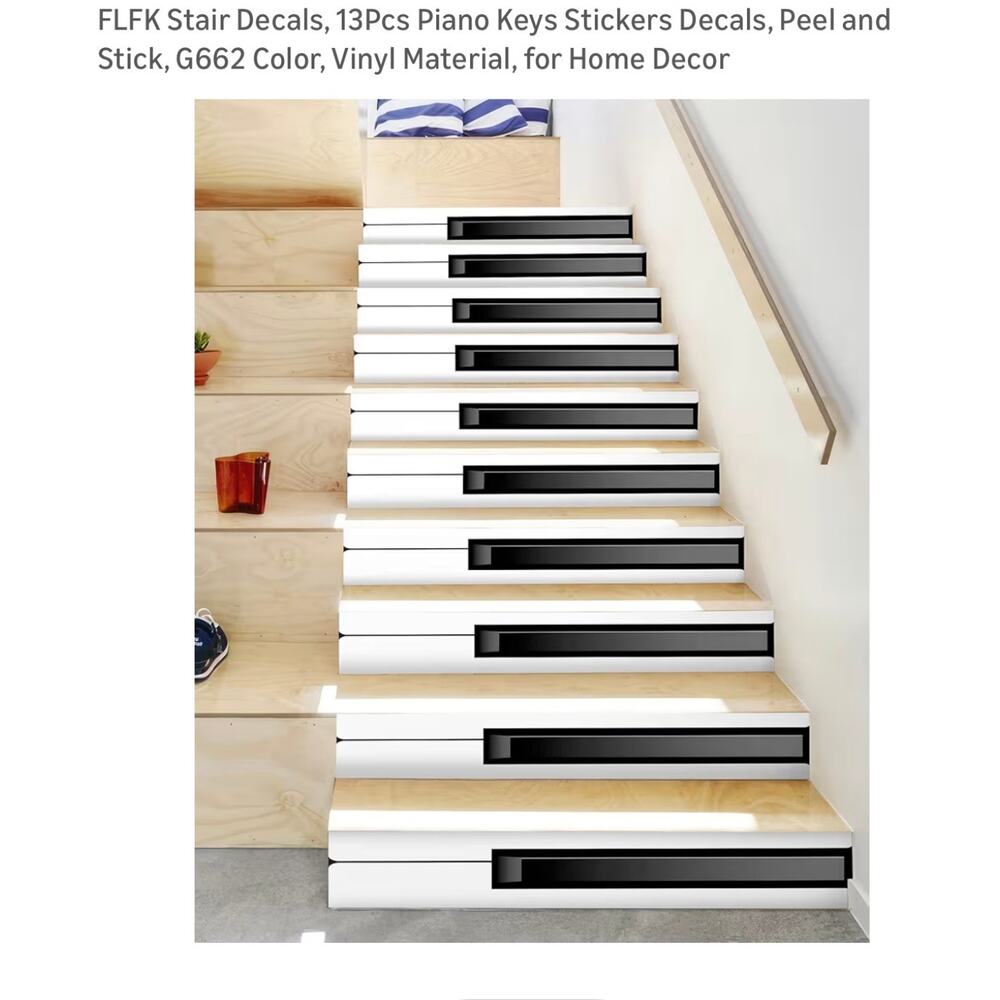 Piano Key sticker decals, Stairway Decals 13 Pieces , peel and stick, vinyl NIB